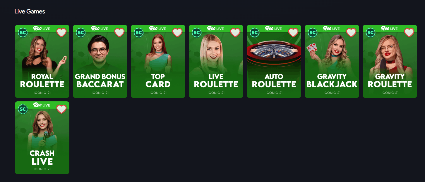 Roo Vegas Casino live dealers