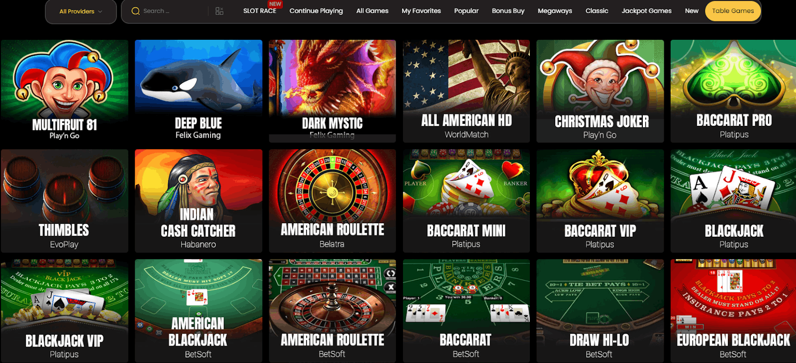 Goldenbet Casino table games