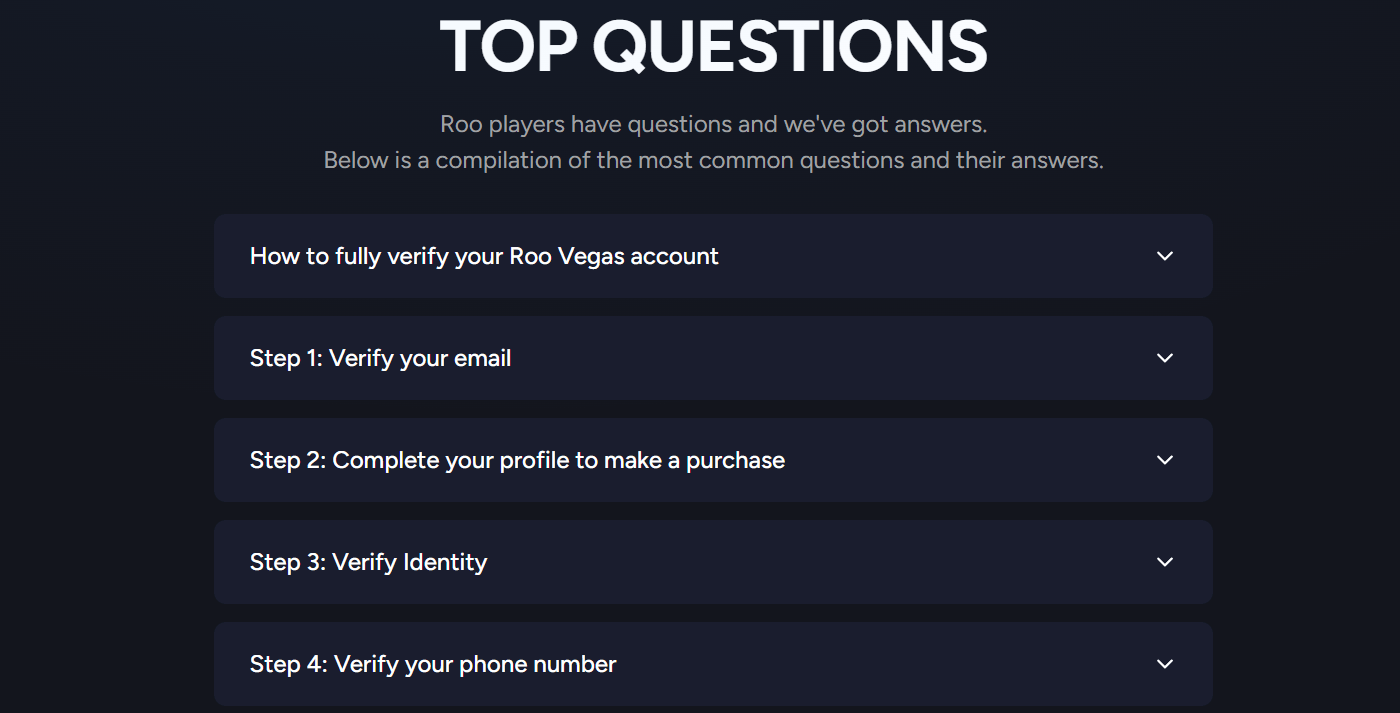 Roo Vegas Casino how to verify