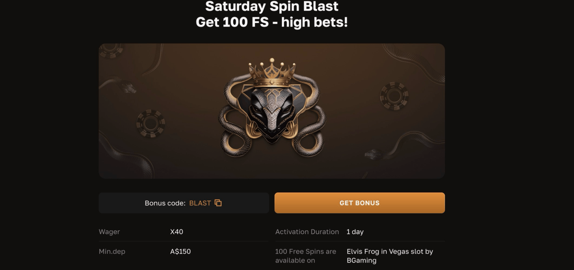 CrownGold Casino Saturday free spins promo
