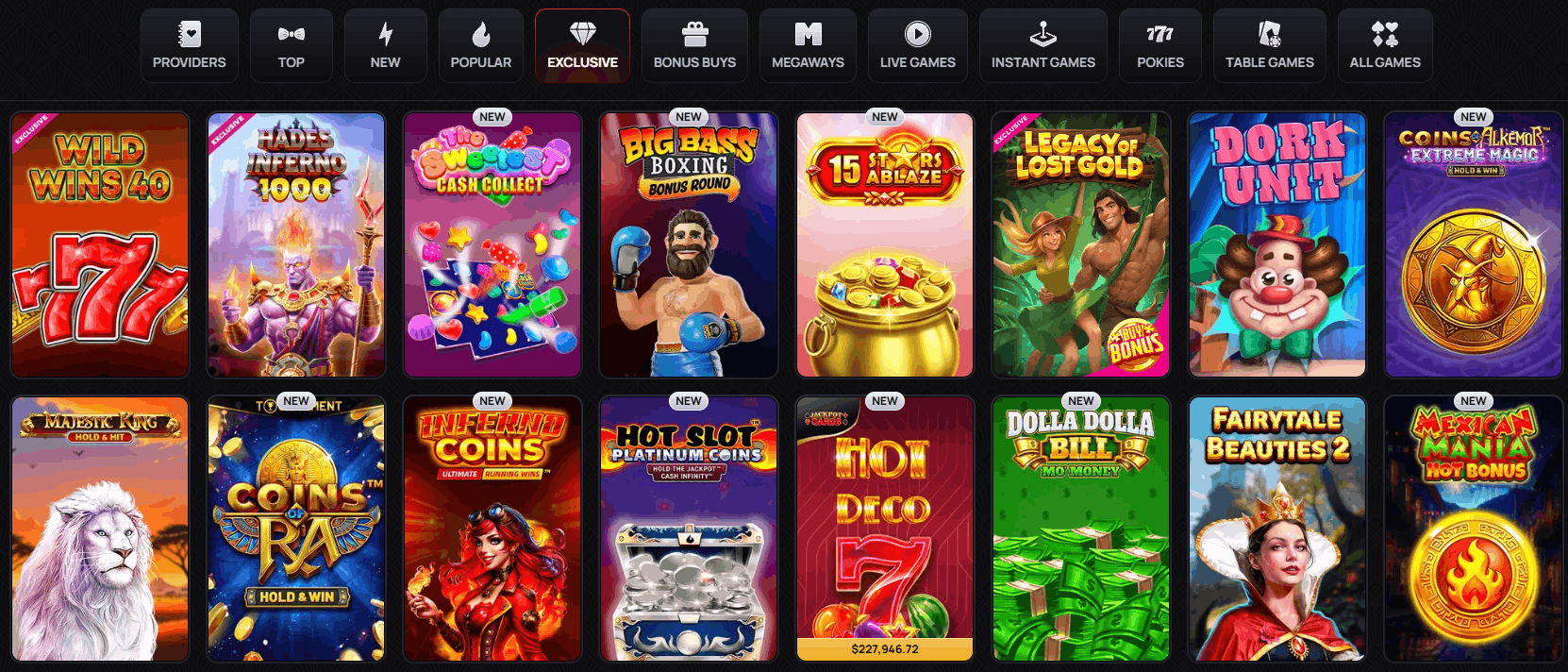 Casinova Casino Exclusive Games
