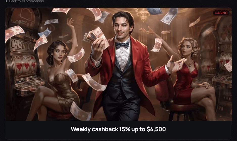 Casinova Casino Weekly Cashback Bonus