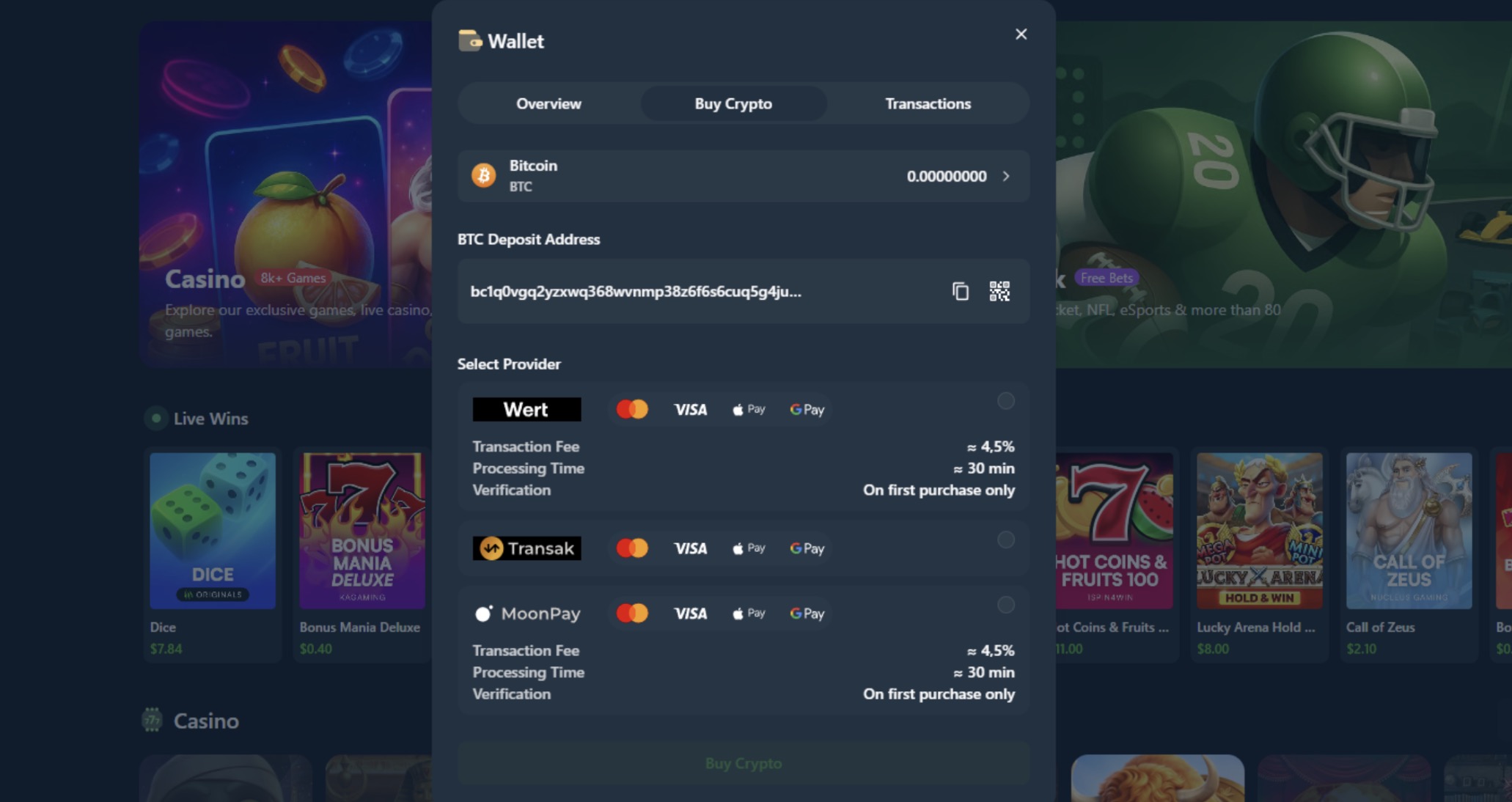 Wild.io wallet