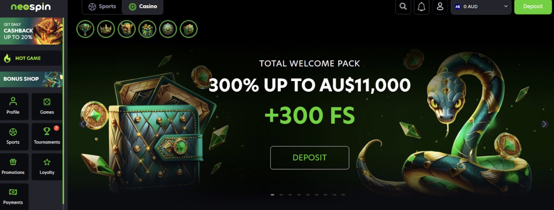 Neospin welcome bonus