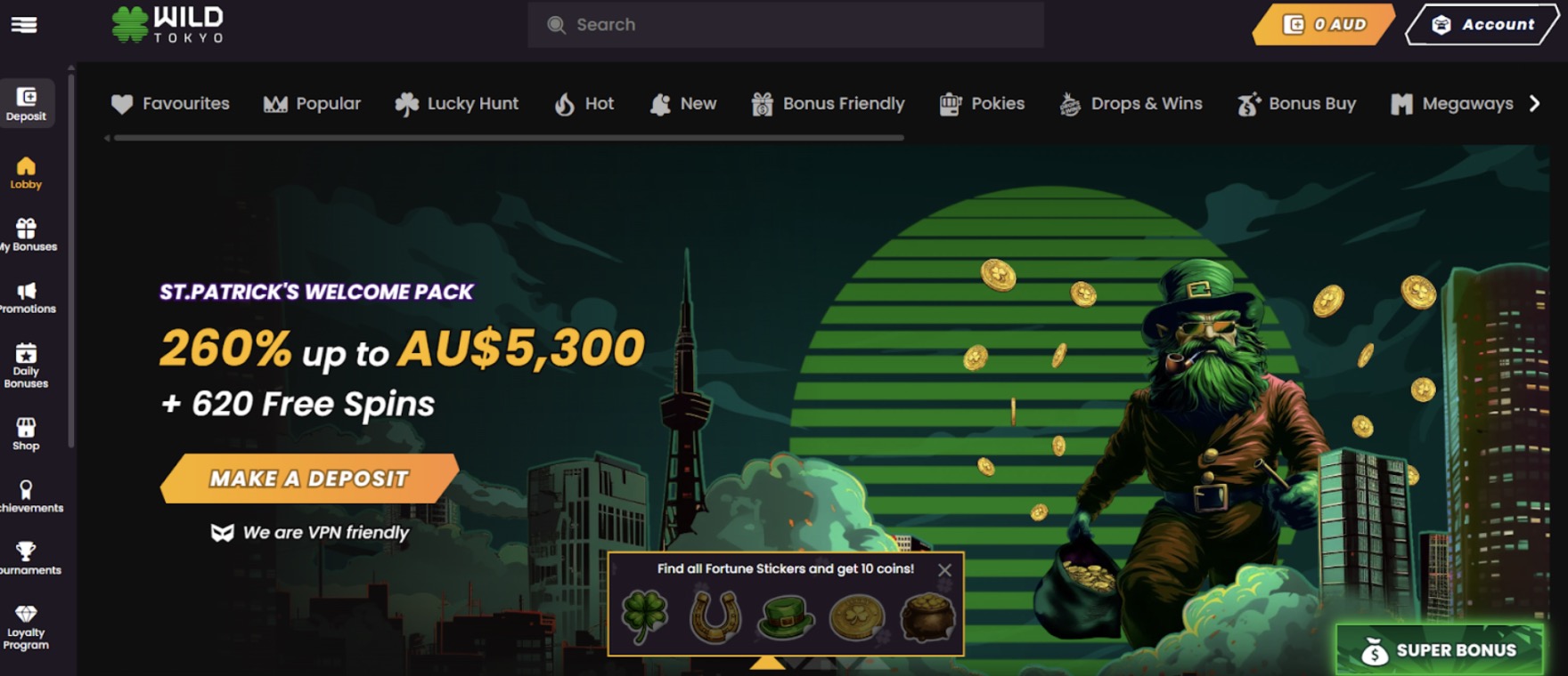 Wild Tokyo welcome bonus