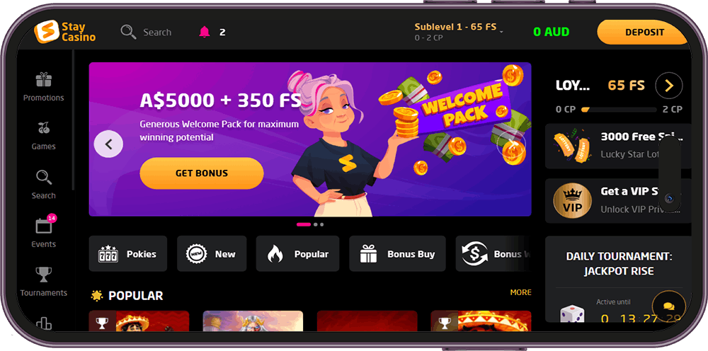 Stay Casino mobile app welcome bonus
