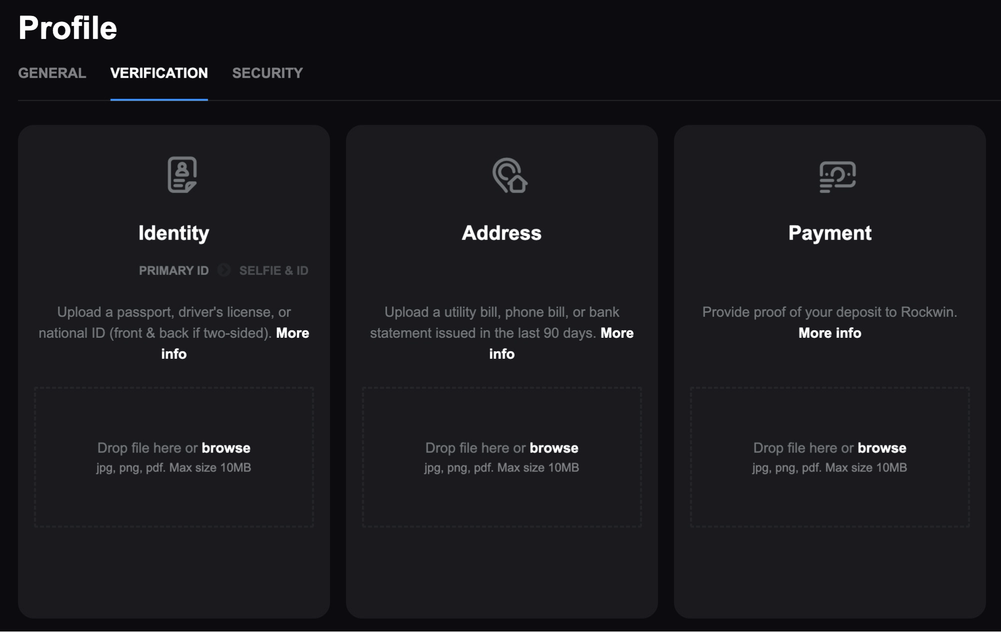Rockwin Casino KYC verification requirements