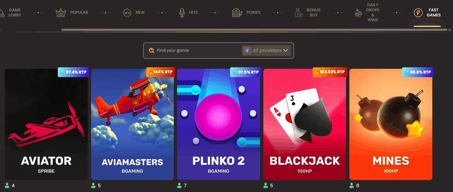 National Casino fast games