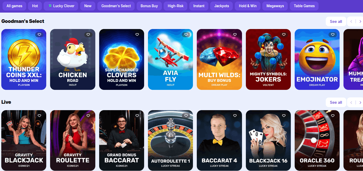 Goodman Casino real money games