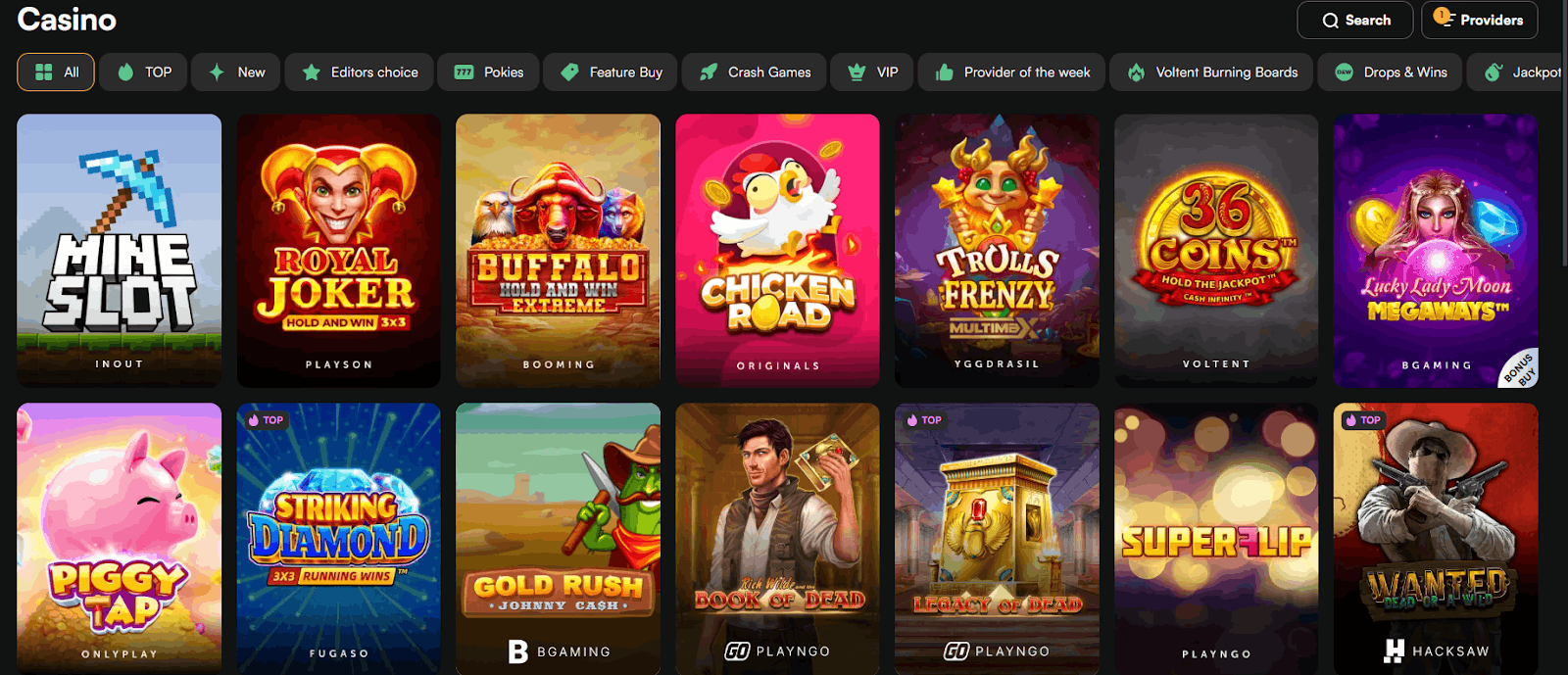 NewLucky Casino game lobby