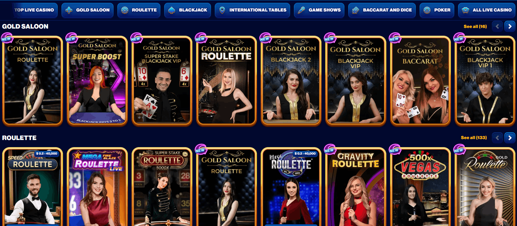 Spins of Glory Live Casino