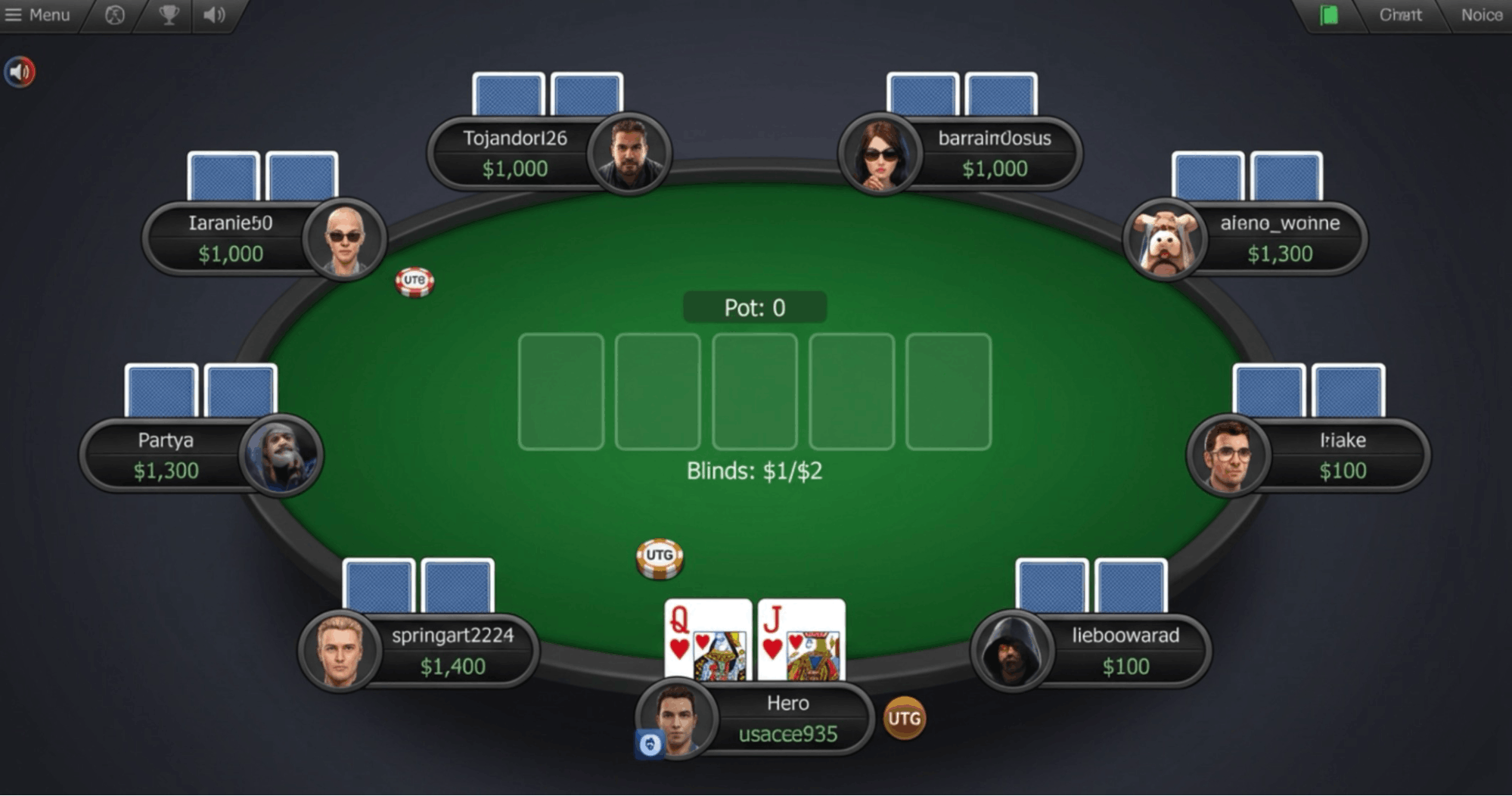Ignoring Position poker table game