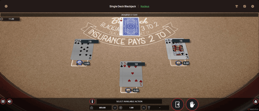 Single Deck Blackjack table
