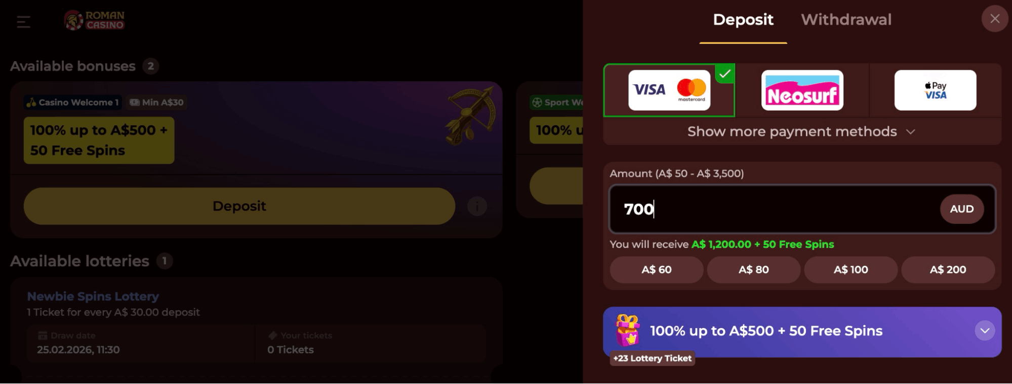 Roman Casino welcome bonus mistakes