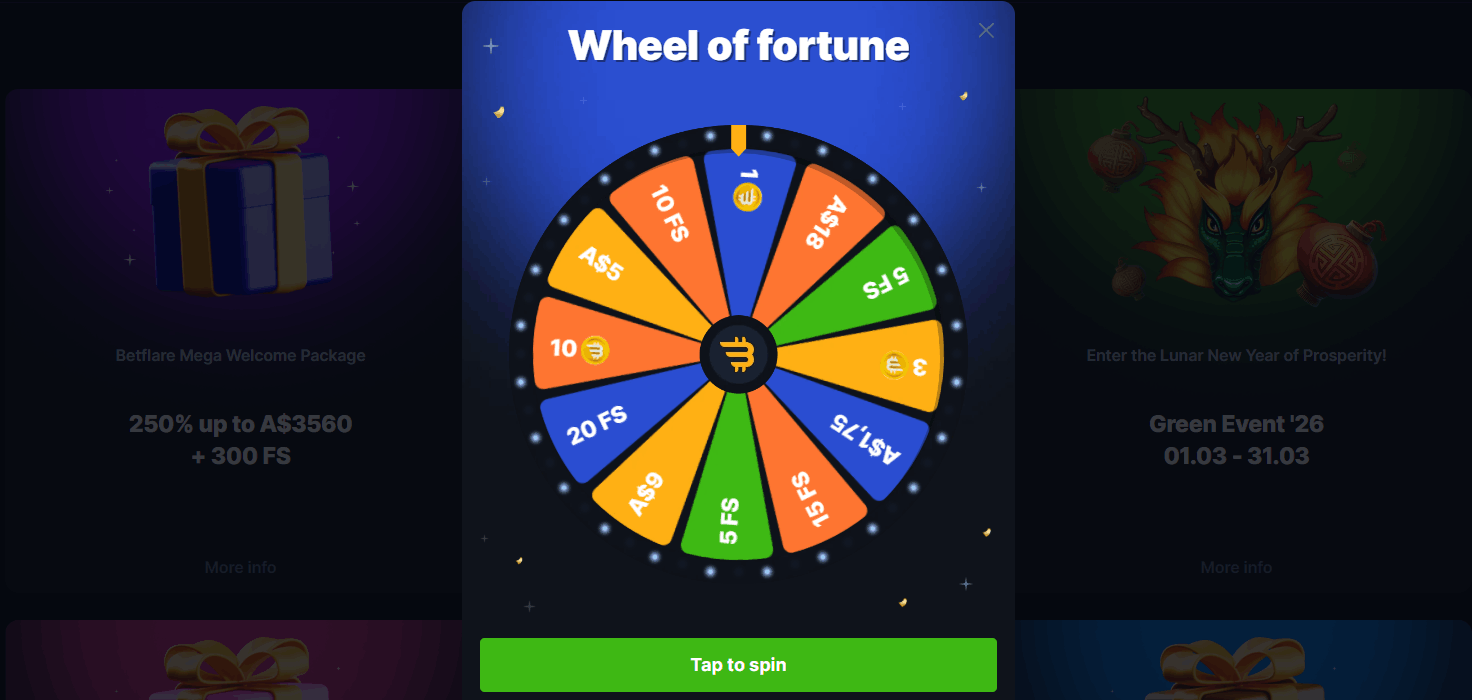 Betflare Casino fortune wheel