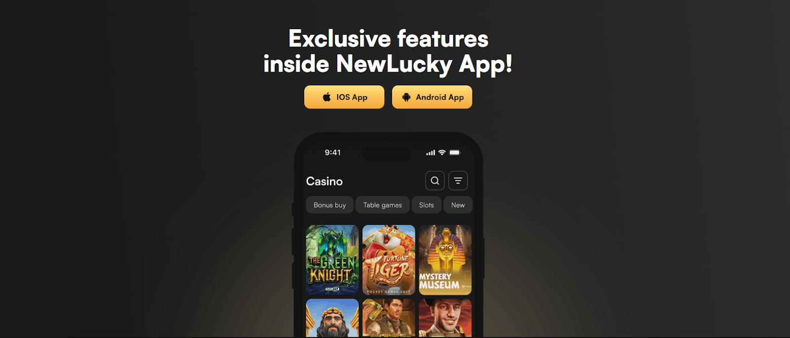 NewLucky Casino mobile web app