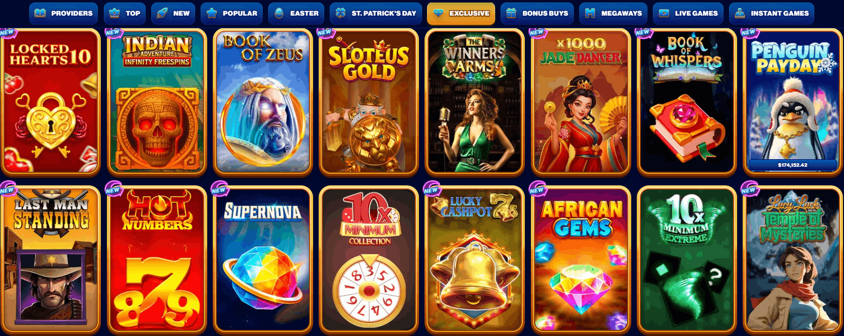 Spins of Glory Casino exclusive games