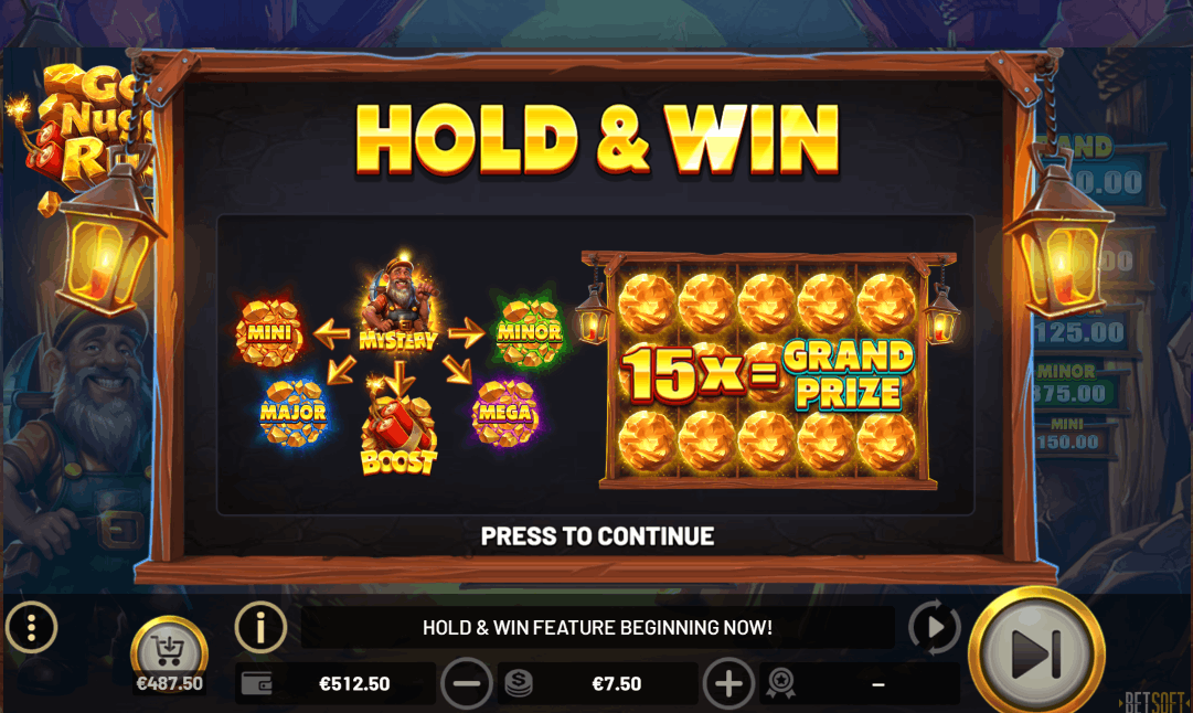 Gold Nugget Rush: Hold and Win