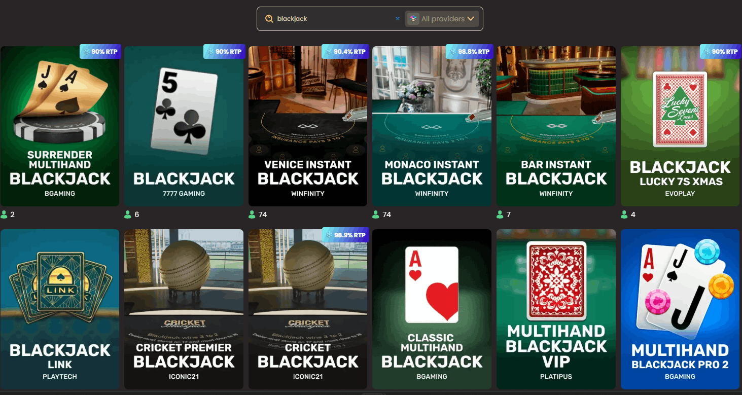 National Casino RNG table games