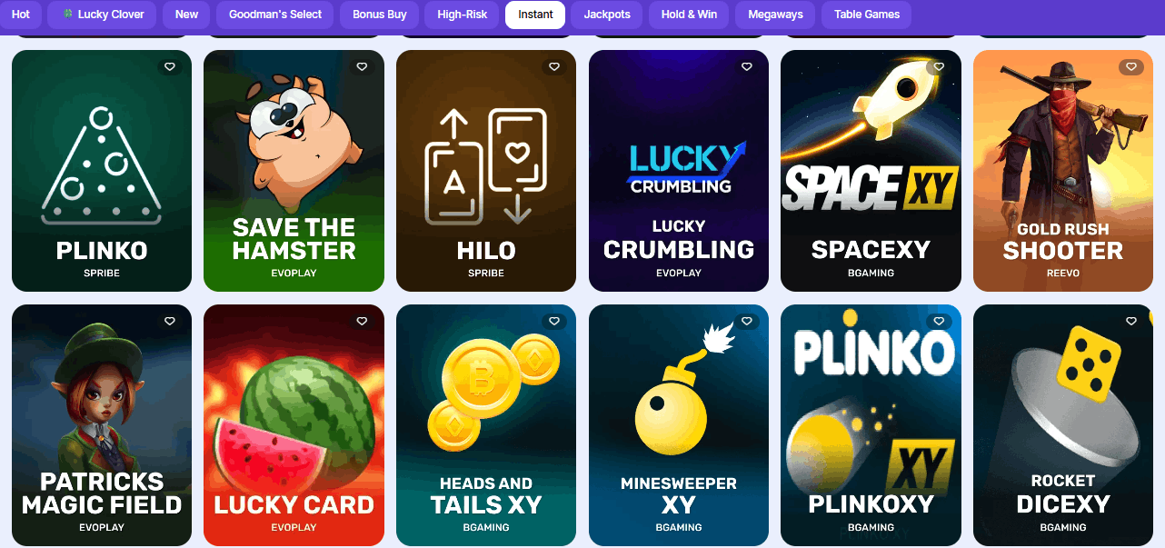 Goodman Casino instant games