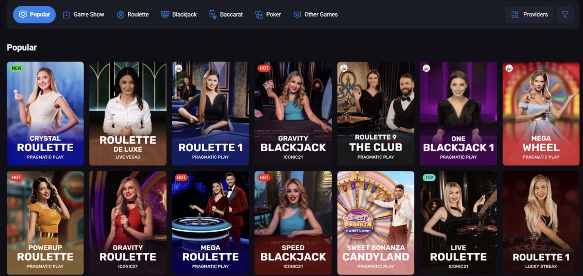 Lucky Vibe Casino popular live dealer games
