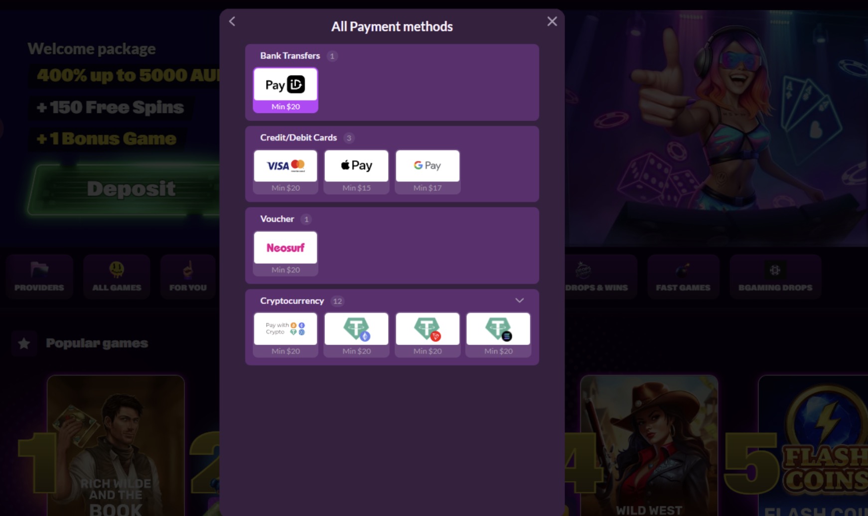 Slotrave casino payment methods