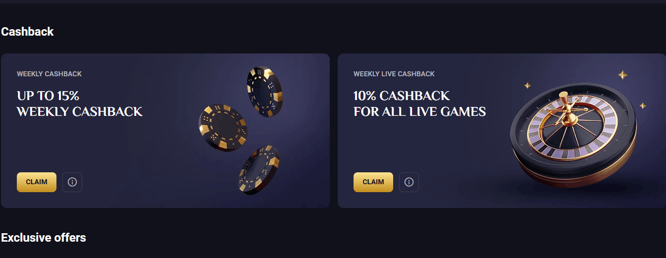 RollXO Casino cashback bonuses