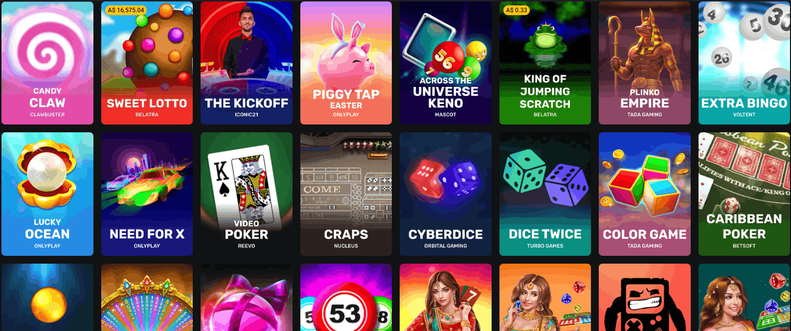 Rollero Casino table games