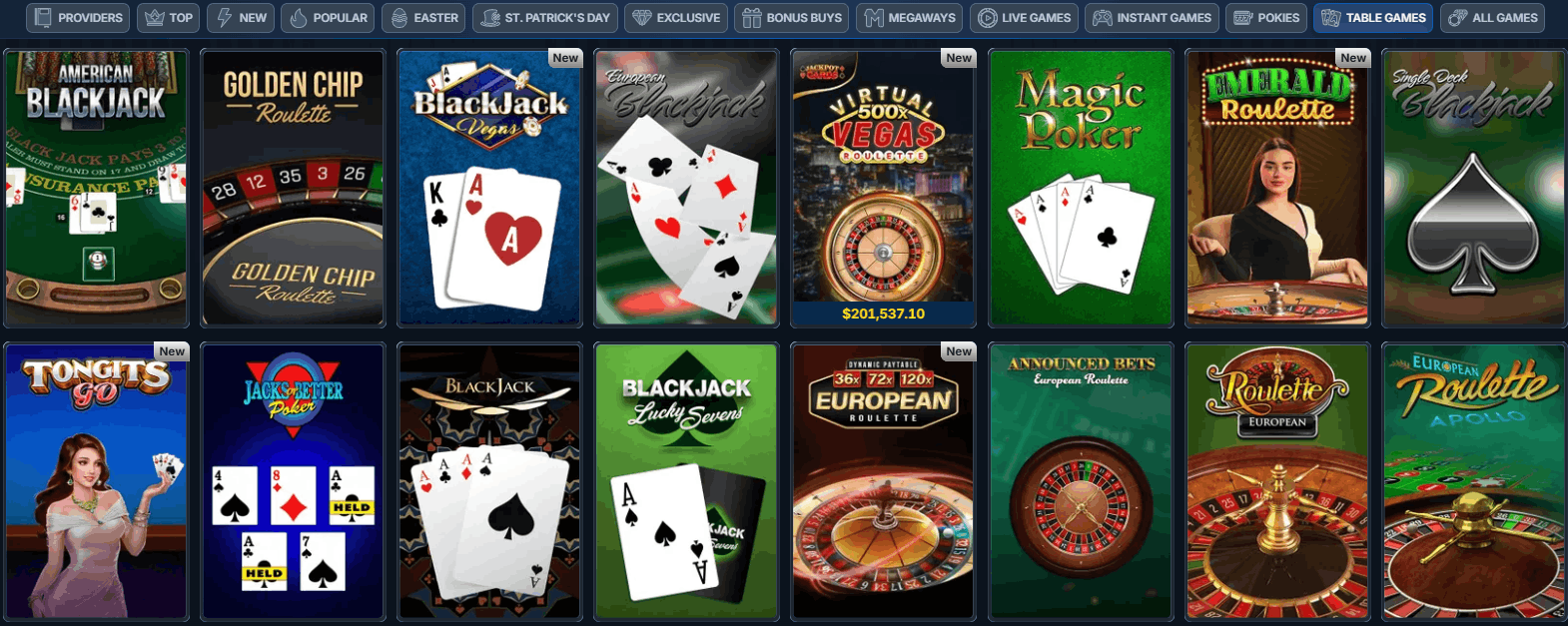 BetRepublic Casino table games