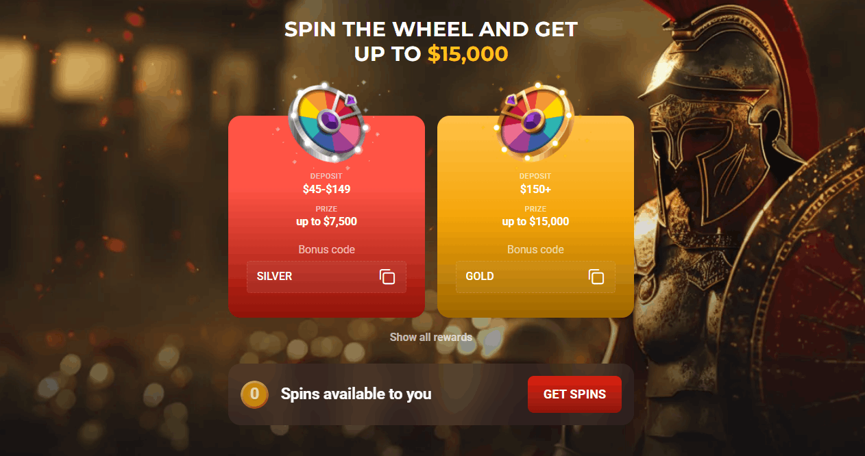 Rollero Casino reward wheels