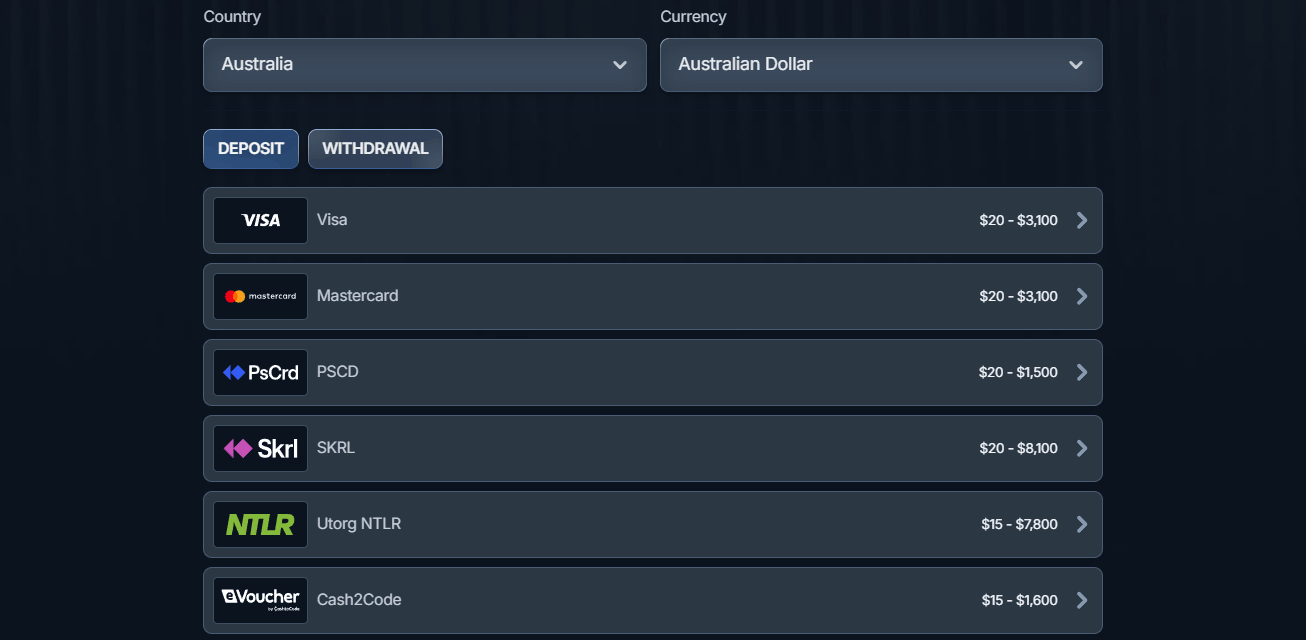 BetRepublic Casino payment methods