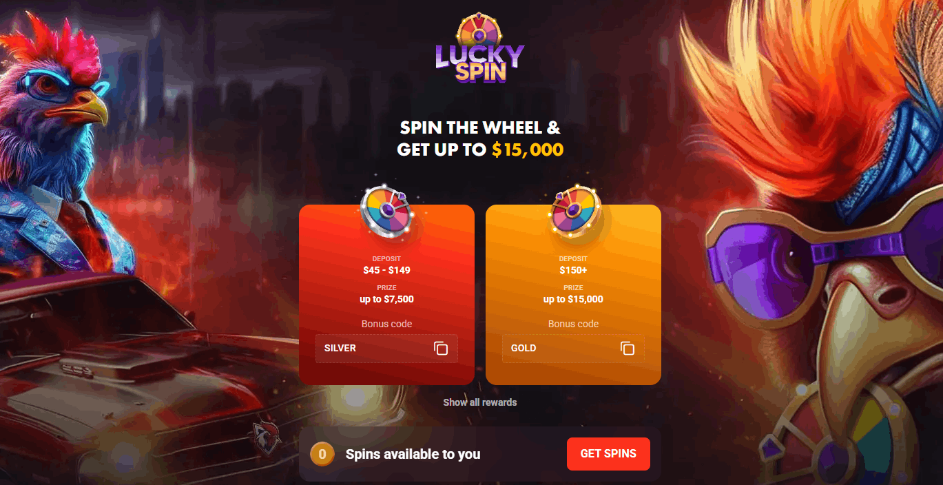 Rooster.bet Daily Wheel Bonuses