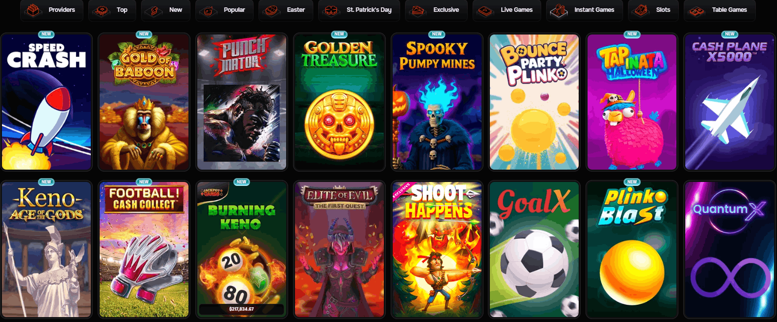 Revolution Casino instant win games