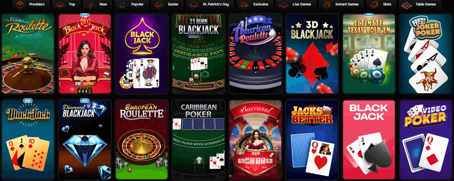 Revolution Casino table games