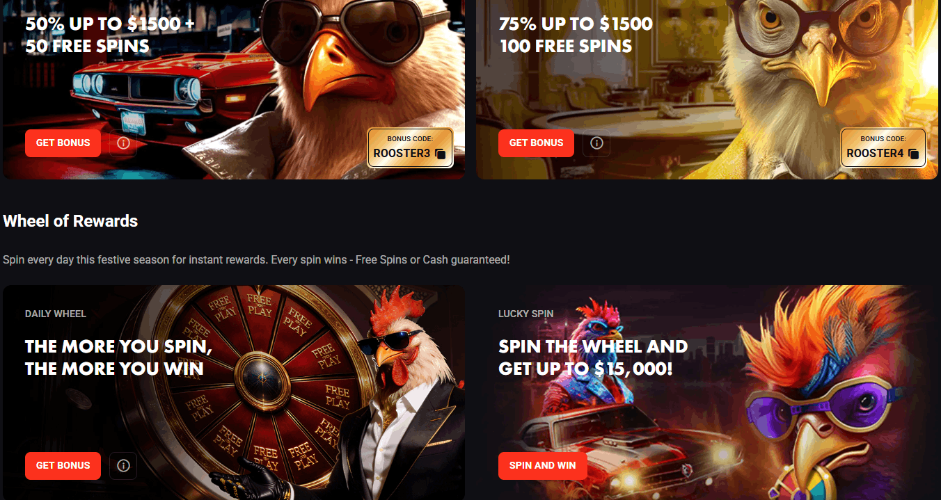 Rooster.bet Bonuses