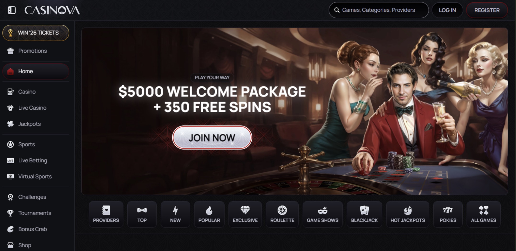 Casinova Casino welcome bonus