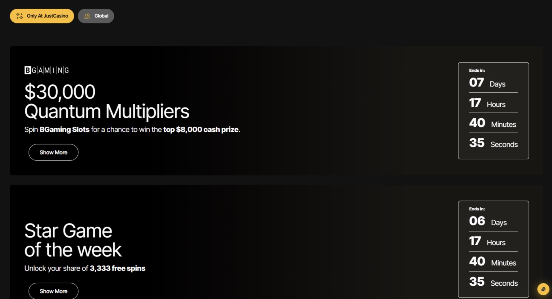 JustCasino tournaments