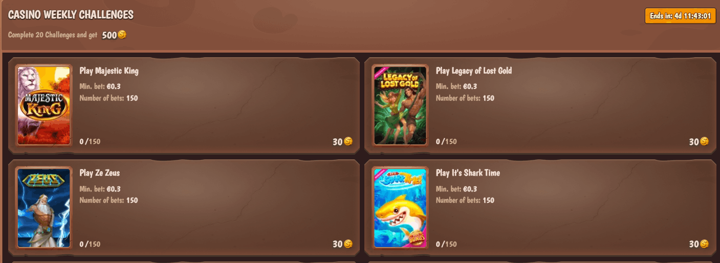 Stonevegas Casino weekly challenges