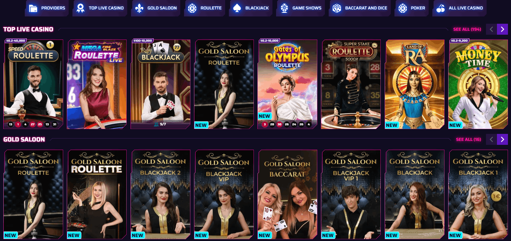 Roby Casino live dealer games