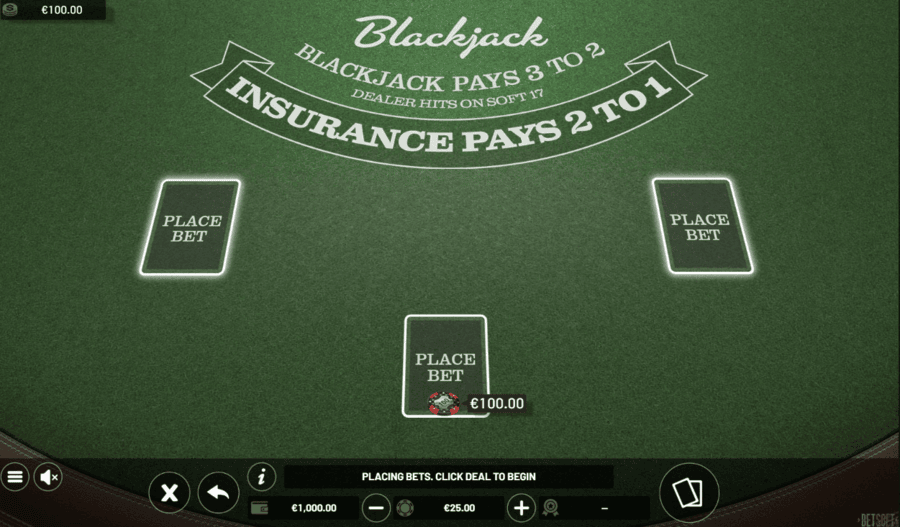 Single Deck Blackjack by Betsoft