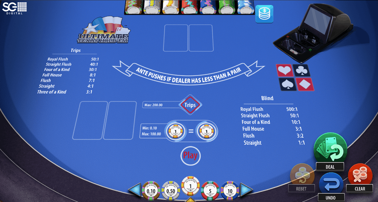 Ultimate Texas Hold’em Poker with A$1 wager