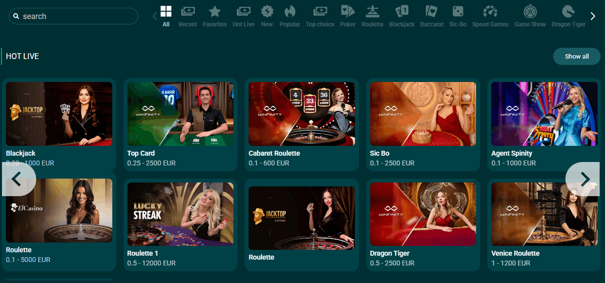 22Bit Casino live dealer games
