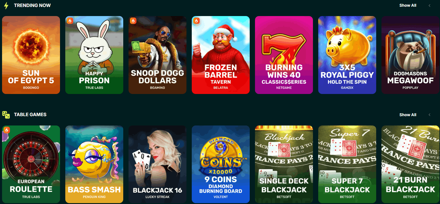 Spinaconda Casino real money games