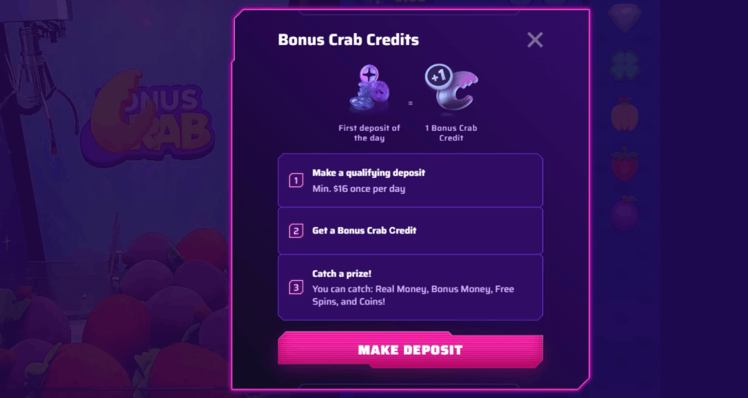 Roby Casino bonus crab