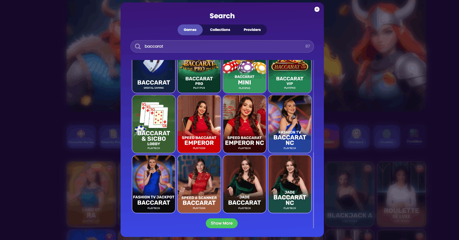 Spinando unique baccarat variants