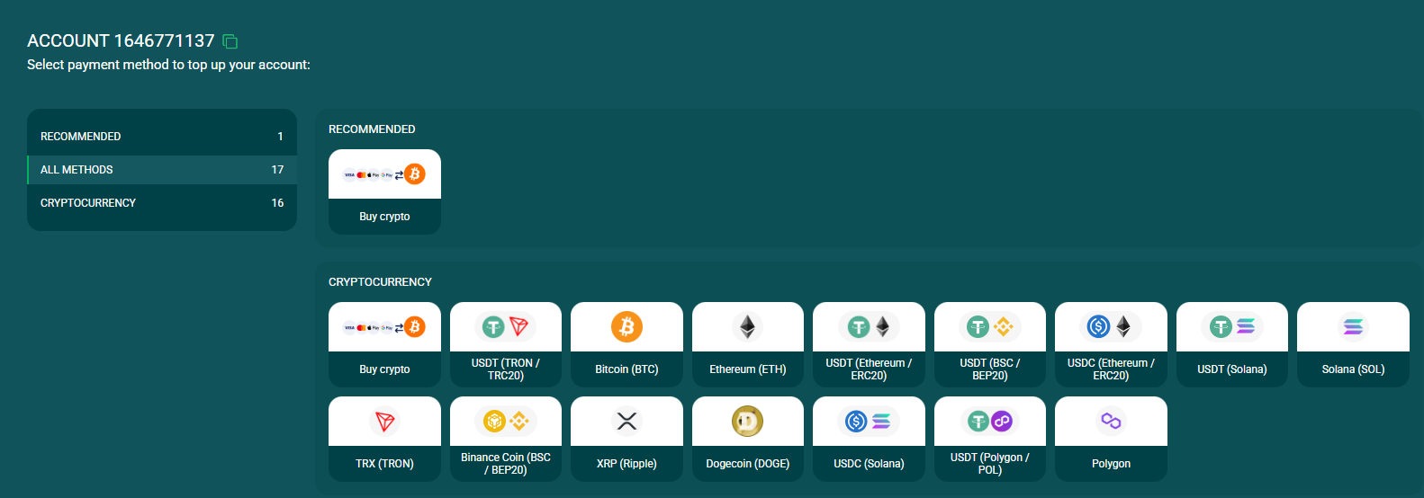 22Bit Casino payment methods