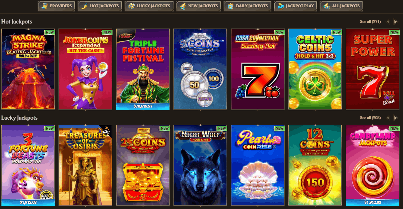 Realz Casino jackpots