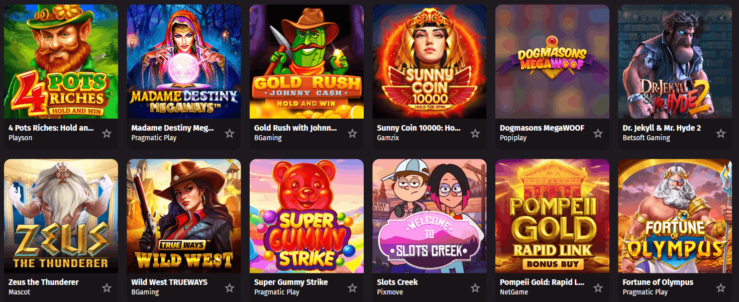 WantedWin Casino games for bonus play