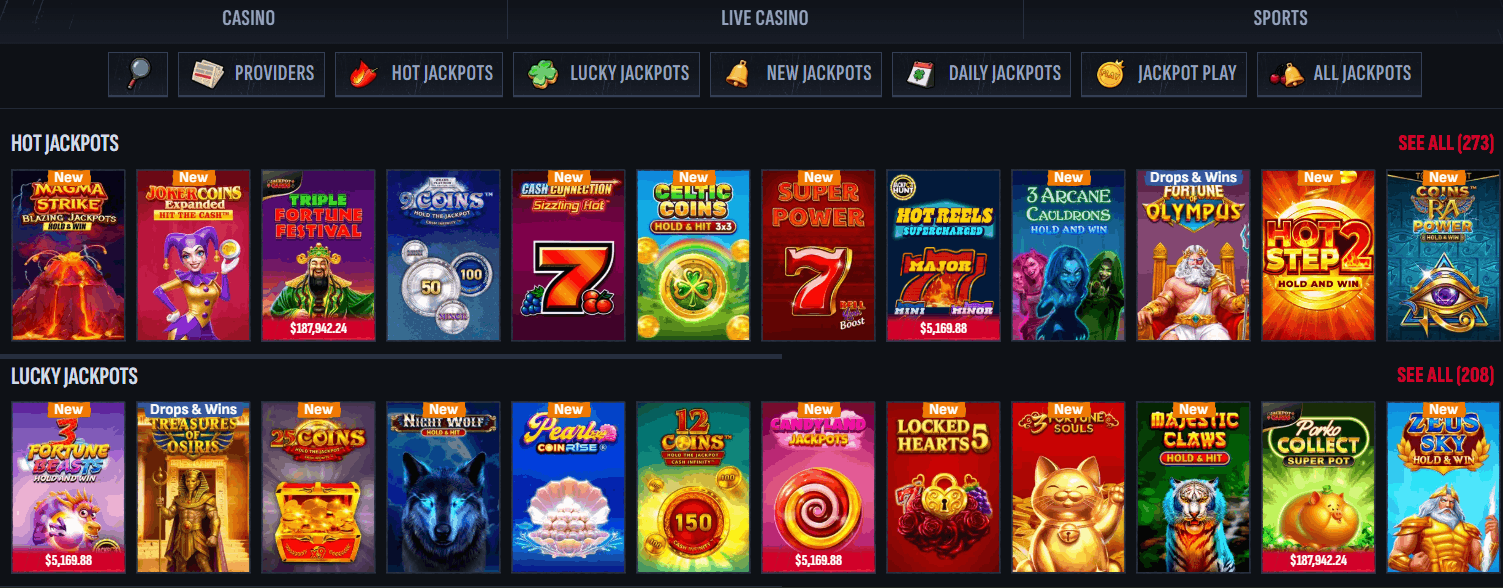 Mafia Casino jackpots