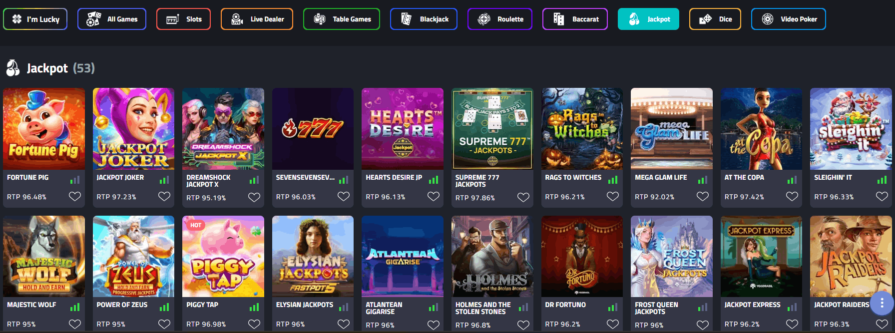 mBit Casino jackpot games